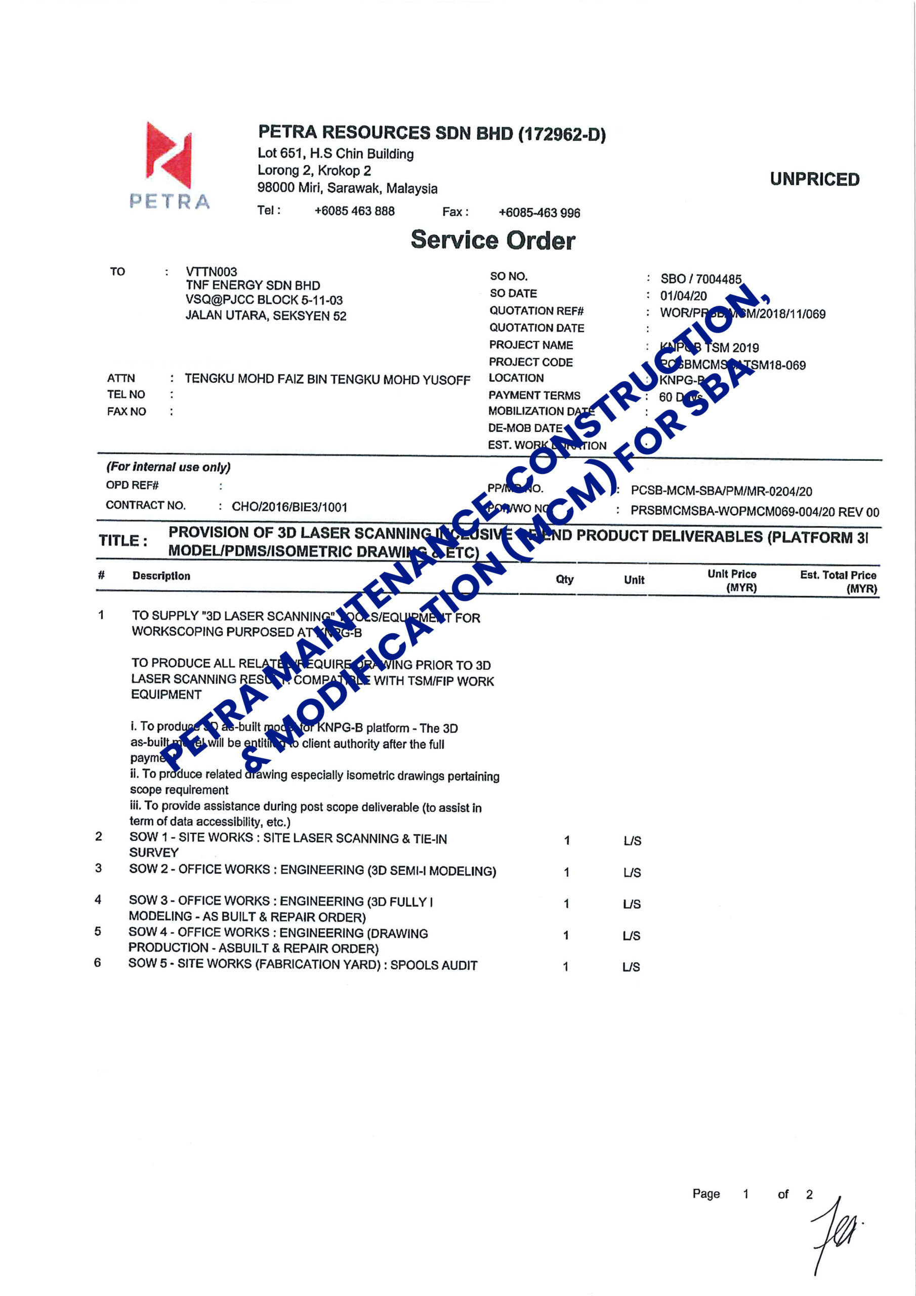 MCM SBA - KNPG-B Laser Scanning 3D - signed by TNF -UNPRICED